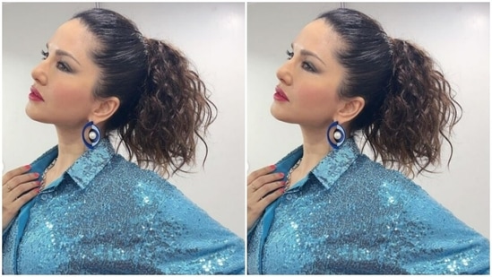 Styled by fashion stylist Hitendra Kapopara, Sunny wore her tresses into a clean ponytail and looked super stylish as she posed for the cameras.(Instagram/@sunnyleone)