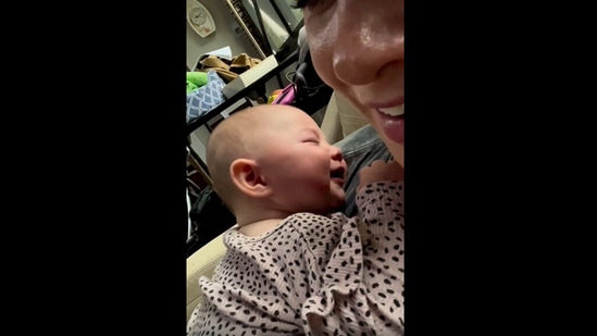 549px x 309px - Baby bursts into laughter while asleep, mom records cute video | Trending -  Hindustan Times