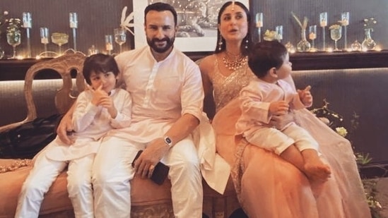 Kareena Kapoor and Saif Ali Khan with their sons Taimur Ali Khan and Jeh Ali Khan.