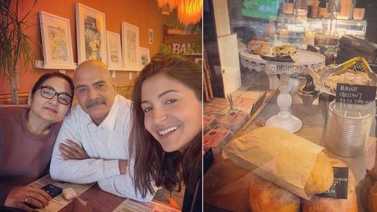 Anushka Sharma poses with her father and mother in England.