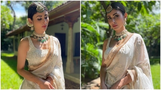 Mouni Roy looks gorgeous in pics clicked by 'Pati Dev' Suraj Nambiar, we can't take eyes off the white lehenga&nbsp;(Instagram)