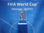 The FIFA World Cup Trophy sits on a stand during an unveiling ceremony in Tehran, Iran September 1, 2022.