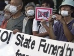 State Funeral For Assassinated Shinzo Abe: People protest against former Prime Minister Shinzo Abe's state funeral.(AP) State Funeral For Assassinated Shinzo Abe: People protest against former Prime Minister Shinzo Abe's state funeral.(AP)