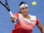 Ons Jabeur, of Tunisia, returns a shot to Ajla Tomljanovic, of Austrailia, during the quarterfinals of the U.S. Open tennis championships, Tuesday, Sept. 6, 2022, in New York.