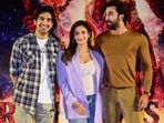Bollywood actors Ranbir Kapoor and Alia Bhatt, and director Ayan Mukerji pose for photos during a press conference for the promotion of their upcoming film Brahmastra.(PTI) Bollywood actors Ranbir Kapoor and Alia Bhatt, and director Ayan Mukerji pose for photos during a press conference for the promotion of their upcoming film Brahmastra.(PTI)