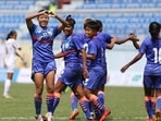 Dangmei Grace celebrates after scoring against Pakistan