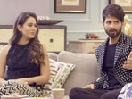 Mira Rajput with Shahid Kapoor on Neha Dhupia's chat show BFFs With Vogue.&nbsp;