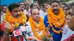 Three suspended Congress MLAs interact with media outside a jail, after Calcutta High Court granted them interim bail on August 22. (PTI) Three suspended Congress MLAs interact with media outside a jail, after Calcutta High Court granted them interim bail on August 22. (PTI)