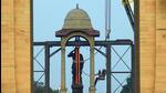 A statue of Subhash Chandra Bose getting installed in the Grand Canopy ahead of the inauguration of the Central Vista Lawns at India Gate in New Delhi, India. (Hindustan Times) A statue of Subhash Chandra Bose getting installed in the Grand Canopy ahead of the inauguration of the Central Vista Lawns at India Gate in New Delhi, India. (Hindustan Times)