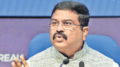 Union education minister Dharmendra Pradhan at a press conference in New Delhi on Wednesday. (ANI) Union education minister Dharmendra Pradhan at a press conference in New Delhi on Wednesday. (ANI)