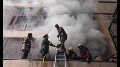 Firefighters dousing fire at Levana Suites in Lucknow on Monday. (File Photo)