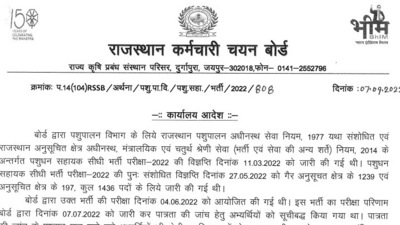 RSMSSB Livestock Assistant result: Candidates can now check and download the result from the official website rsmssb.rajasthan.gov.in. (rsmssb.rajasthan.gov.in)