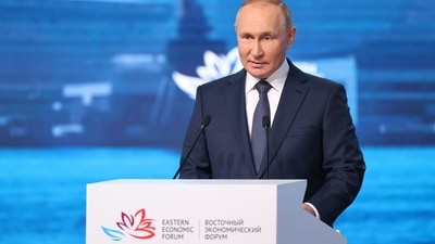 Russian President Vladimir Putin addresses the Eastern Economic Forum in Vladivostok on September 7, 2022. (AFP) Russian President Vladimir Putin addresses the Eastern Economic Forum in Vladivostok on September 7, 2022. (AFP)