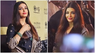 Aishwarya Rai exudes royalty at Ponniyin Selvan Part 1 trailer launch in black silk embroidered suit (Instagram) Aishwarya Rai exudes royalty at Ponniyin Selvan Part 1 trailer launch in black silk embroidered suit (Instagram)