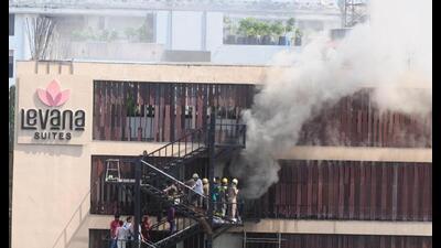 Firefighters try to douse a fire at Levana Suites in Lucknow on Monday. (File Photo) Firefighters try to douse a fire at Levana Suites in Lucknow on Monday. (File Photo)