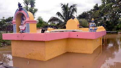 A view of submerged temple following rain, in Bengaluru on Wednesday. (ANI) A view of submerged temple following rain, in Bengaluru on Wednesday. (ANI)