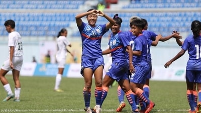 Dangmei Grace celebrates after scoring against Pakistan (AIFF) Dangmei Grace celebrates after scoring against Pakistan (AIFF)