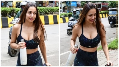 Malaika Arora flaunts hourglass frame in black sports bra and yoga pants for workout session (HT Photo/Varinder Chawla) Malaika Arora flaunts hourglass frame in black sports bra and yoga pants for workout session (HT Photo/Varinder Chawla)