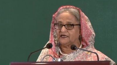 Bangladesh prime minister Sheikh Hasina addresses during 'Bangabandhu Sheikh Mujibur Rahman Student Scholarship’ felicitation ceremony. Bangladesh prime minister Sheikh Hasina addresses during 'Bangabandhu Sheikh Mujibur Rahman Student Scholarship’ felicitation ceremony.