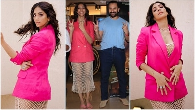 Vikram Vedha actor Yogita Bihani stuns in see-through dress and blazer with Saif Ali Khan at film event (Instagram, HT Photo/Varinder Chawla) Vikram Vedha actor Yogita Bihani stuns in see-through dress and blazer with Saif Ali Khan at film event (Instagram, HT Photo/Varinder Chawla)