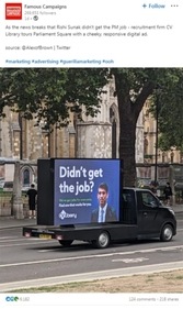 Rishi Sunak News: CV Library, a UK job-based site's advertising campaign, (LinkedIn) Rishi Sunak News: CV Library, a UK job-based site's advertising campaign, (LinkedIn)