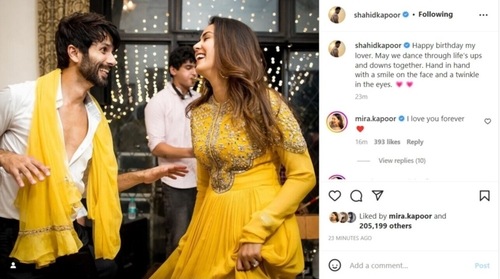 Shahid Kapoor shared a birthday post for Mira Rajput. Shahid Kapoor shared a birthday post for Mira Rajput. 