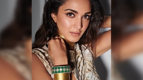 In the next one, Kiara Advani gave off major Greek Goddess vibes in a dazzling white and golden gown which she topped with heavy gold jewellery.(Instagram/@kiaraaliaadvani)