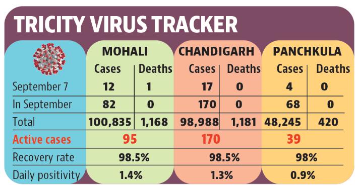 Chandigarh led the daily tally with 17 cases, followed by Mohali with 12 and Panchkula with four. (HT)