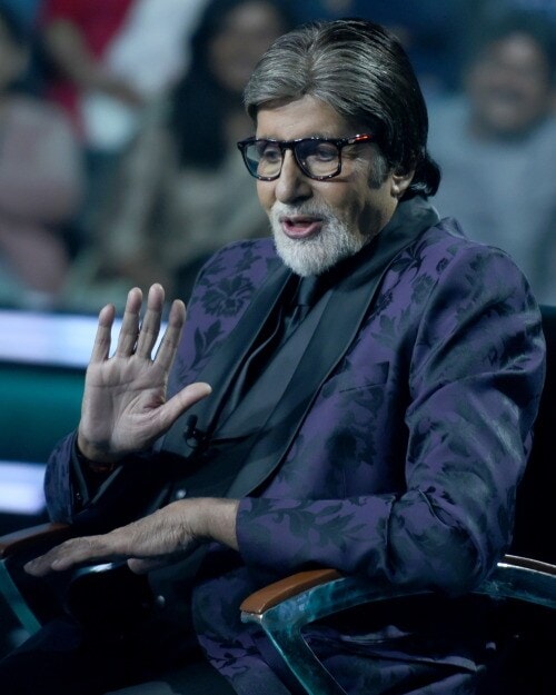 Amitabh Bachchan on the sets of Kaun Banega Crorepati 14. Amitabh Bachchan on the sets of Kaun Banega Crorepati 14.