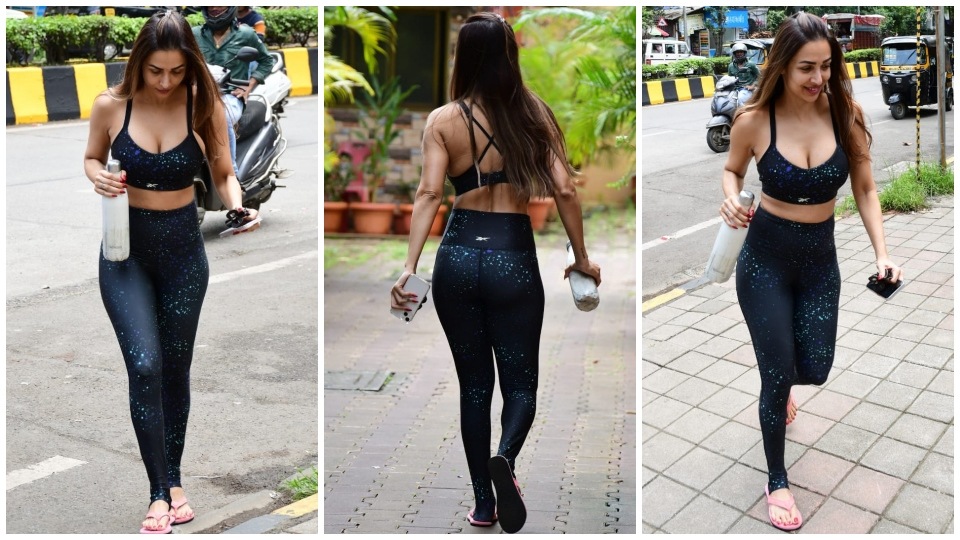 Malaika Arora flaunts hourglass frame in black sports bra and yoga