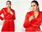 Huma Qureshi recently dropped some throwback pictures of herself from her Maharani 2 promotions in which she can be seen raising the glam quotient in a satin red co-ord set.(Instagram/@iamhumaq) Huma Qureshi recently dropped some throwback pictures of herself from her Maharani 2 promotions in which she can be seen raising the glam quotient in a satin red co-ord set.(Instagram/@iamhumaq)