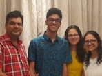 NEET 2022: All India 34th rank holder in the National Eligibility-cum-Entrance Test Undergraduate (NEET UG) 2022 Eeshaan Agarwal with his parents and sister.&nbsp;