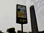 Europe Heatwave: A street thermometer reads 48 degrees Celsius during a heatwave in Seville. Europe Heatwave: A street thermometer reads 48 degrees Celsius during a heatwave in Seville.