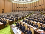 First-day sitting of the 7th Session of the 14th Supreme People's Assembly (SPA) of the Democratic People's Republic of Korea (DPRK), in Pyongyang, North Korea on September 7.