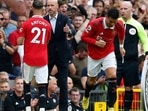 Manchester United's Cristiano Ronaldo comes on as a substitute to replace Antony
