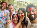 Katrina Kaif with Vicky Kaushal's family on Holi. Katrina Kaif with Vicky Kaushal's family on Holi.