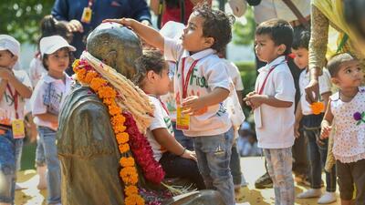 School students paying tributes to Mahatma Gandhi at Sabarmati Ashram in Ahmedabad (PTI File Photo) School students paying tributes to Mahatma Gandhi at Sabarmati Ashram in Ahmedabad (PTI File Photo)