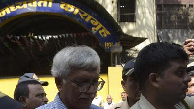 Mumbai, India - February 28, 2020: Elgar Parishad case accused Vernon Gonsalves being taken to the NIA court from Arthur Road jail on Friday in Mumbai, India, on 28 Feb, 2020. (Photo by Bhushan Koyande/ HT) (HT PHOTO)