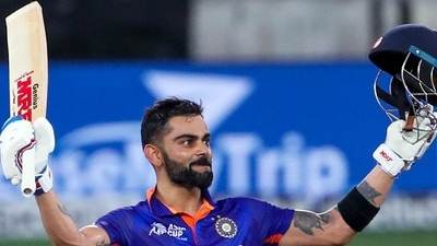 Virat Kohli celebrates his century during Asia Cup Super Four match between India and Afghanistan (ICC Twitter) Virat Kohli celebrates his century during Asia Cup Super Four match between India and Afghanistan (ICC Twitter)