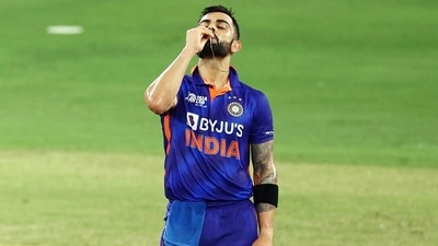 Virat Kohli celebrates his century during Asia Cup match between India and Afghanistan (ICC Twitter) Virat Kohli celebrates his century during Asia Cup match between India and Afghanistan (ICC Twitter)