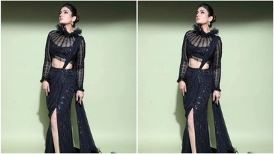 Assisted by makeup artist Shura Bhavin, Raveena decked up in nude eyeshadow, black eyeliner, black kohl, mascara-laden eyelashes, drawn eyebrows, contoured cheeks and a shade of nude lipstick. (Instagram/@officialraveenatandon)