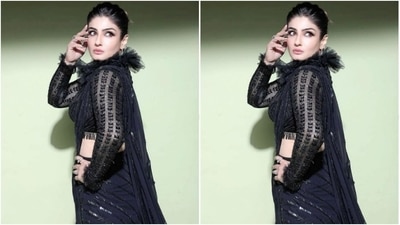 In statement earrings from Zoya Jewels and rings from Karishma Joolry, Raveena aptly accessorised her look for the day. (Instagram/@officialraveenatandon)