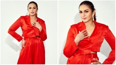 Huma Qureshi recently dropped some throwback pictures of herself from her Maharani 2 promotions in which she can be seen raising the glam quotient in a satin red co-ord set. (Instagram/@iamhumaq) Huma Qureshi recently dropped some throwback pictures of herself from her Maharani 2 promotions in which she can be seen raising the glam quotient in a satin red co-ord set. (Instagram/@iamhumaq)