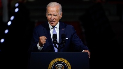 President Joe Biden speaks outside Independence Hall on Thursday, September 1, 2022, in Philadelphia. (AP) President Joe Biden speaks outside Independence Hall on Thursday, September 1, 2022, in Philadelphia. (AP)
