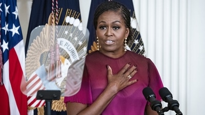 Michelle Obama In White House: Former US First Lady Michelle Obama speaks at the White House. (Bloomberg)
