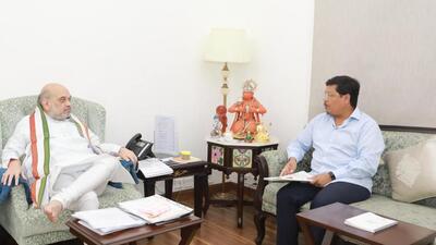 Meghalaya chief minister Conrad K Sangma recently met union home minister Amit Shah. (HT photo) Meghalaya chief minister Conrad K Sangma recently met union home minister Amit Shah. (HT photo)