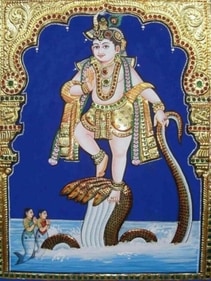Thanjavur painting is a traditional South Indian painting style that originated in the Tamil Nadu town of Thanjavur. (Pinterest ) Thanjavur painting is a traditional South Indian painting style that originated in the Tamil Nadu town of Thanjavur. (Pinterest )