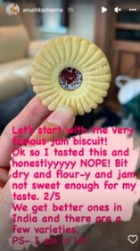 Anushka Sharma biscuit review. (Instagram/@anushkasharma)