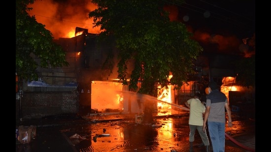 The fire at the Panchkula market had gutted all 148 shops in the market and impacted over 600 people who worked there. (HT File)