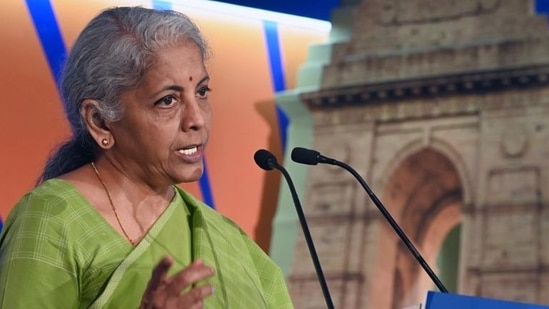 Union Finance Minister Nirmala Sitharaman addresses the India Ideas Summit organised by US-India Business Council, in New Delhi on Wednesday (ANI)(HT_PRINT)